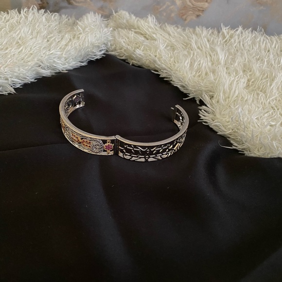 GENUINE RUBY NWOT 🥰🔥two-toneFiligree 1 Carat Ruby Bangle Bracelet (NEW) - Picture 4 of 7